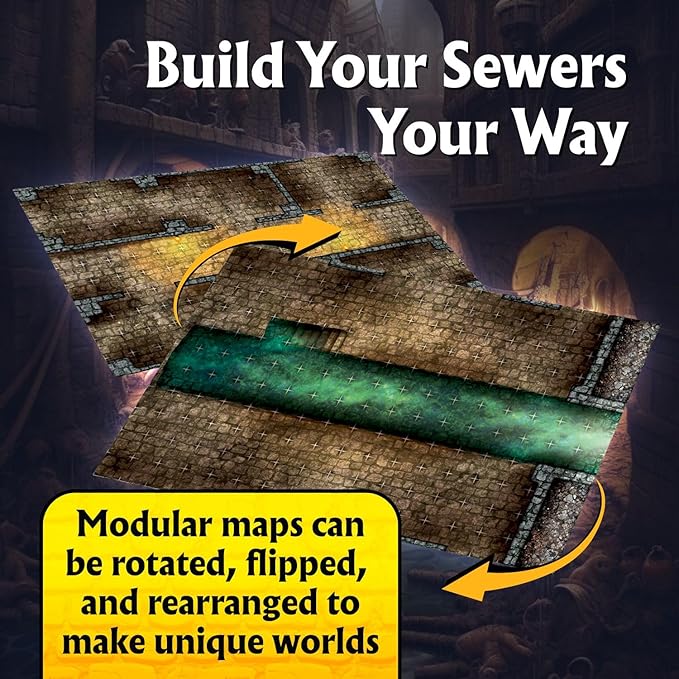 Arcknight The Dungeons Roleplaying Battlemaps; 16 Modular RPG Maps in 8 Double-Sided Pages, 1" Square Grid, Modular & Versatile Design for Tabletop Gaming - for Dungeons & Dragons & Pathfinder