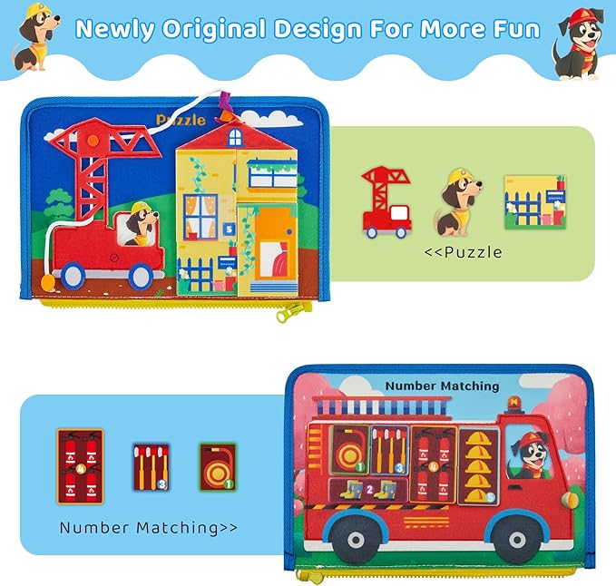 Busy Board Montessori Toys for 3 4 Year Old, Educational Activity Sensory Preschool Learning Toys for Toddlers, Travel Toys for Airplane Car,Pretend Play Toys for Boys Girls Birthday Gifts