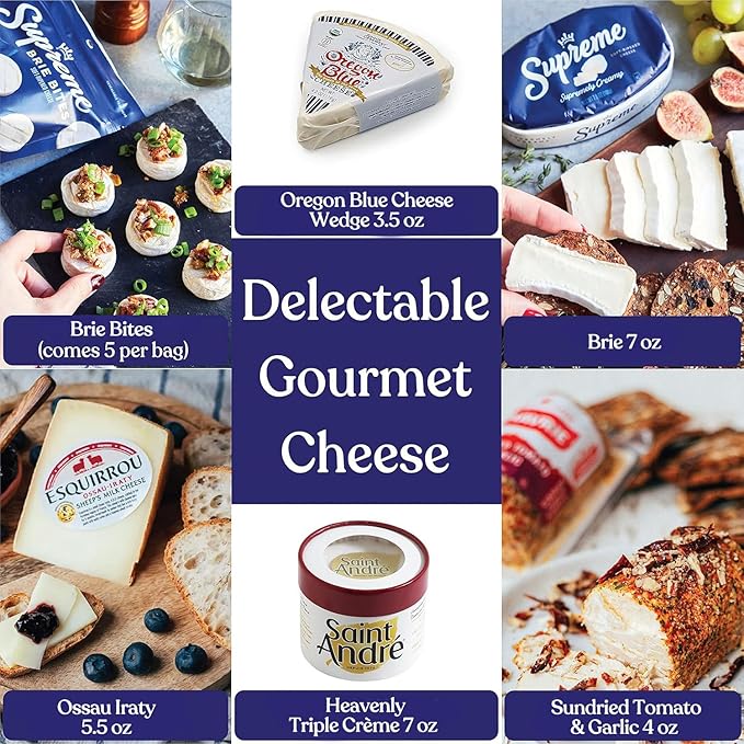 The Cheese Lover Shop Ultimate Box, Platter with 6 Gourmet Cheeses and 6 Accompaniments, Cheese Sampler Gift Set