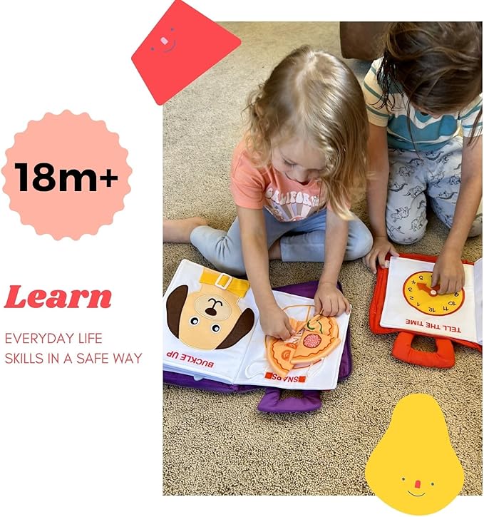 My Quiet Book - Toddler Travel Essential, Car Plane Activity Books, Airplane Montessori Busy Board, Busy Book for Toddlers 1-3, Gifts for 1 2 3 4 Year Old Girl, Birthday Gifts Toys Age 2-4