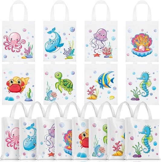 Ferraycle 24 Pcs Sea Animals Party Favor Bags Under the Sea Goodie Bags Cute Marine Favors Treat Supplies for Baby Shower Birthday Party Decor