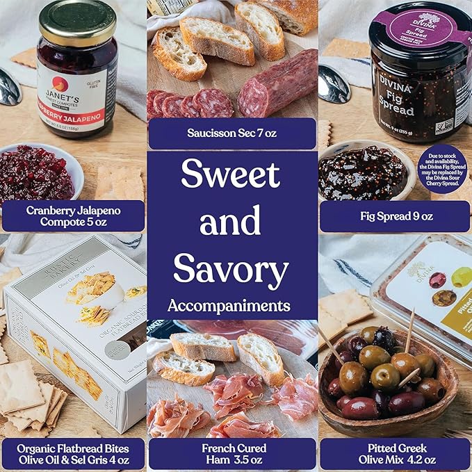 The Cheese Lover Shop Ultimate Box, Platter with 6 Gourmet Cheeses and 6 Accompaniments, Cheese Sampler Gift Set