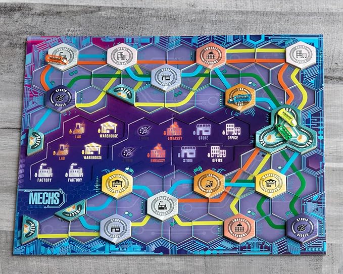 Maglev Maps Board Game, Strategy Board Game for Adults and Family, Tile Laying, Engine Building, Fun Pick Up and Deliver Gameplay, Futuristic Theme