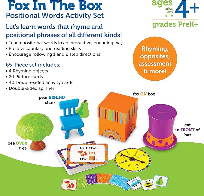Learning Resources Fox in The Box- Position Word Activity Set, 65 Pieces