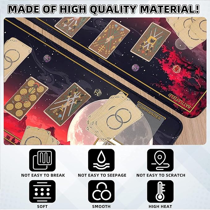 MTG Playmat Stitched Edges, MTG Play Mat for MTG TCG 24 x 14 inches Trading Card Inked Game Playmats with Storage Bag Smooth Rubber Surface Battle Game (Playmat 3)
