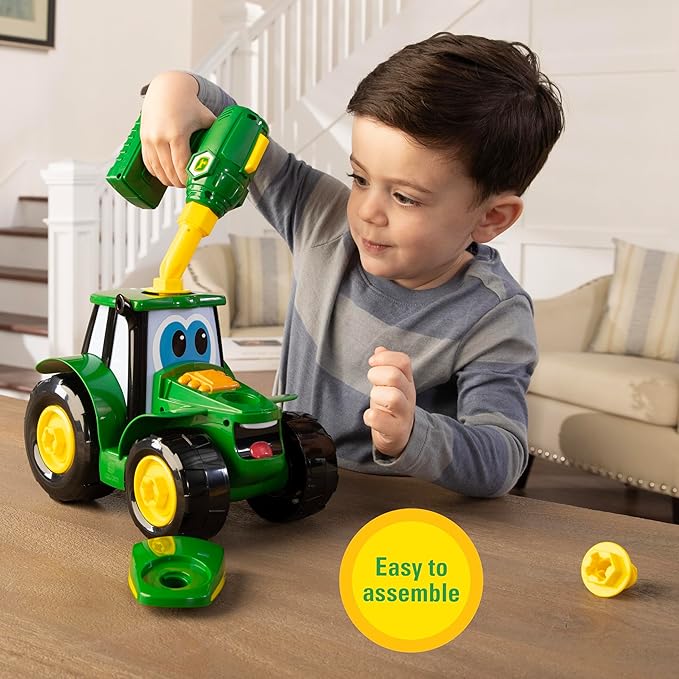 John Deere Tractor Toy and Toy Drill - Toddler STEM Take Apart Toys with 16 Individual Pieces and Kids Tools - Kids Building Toys Ages 3 Years and Up