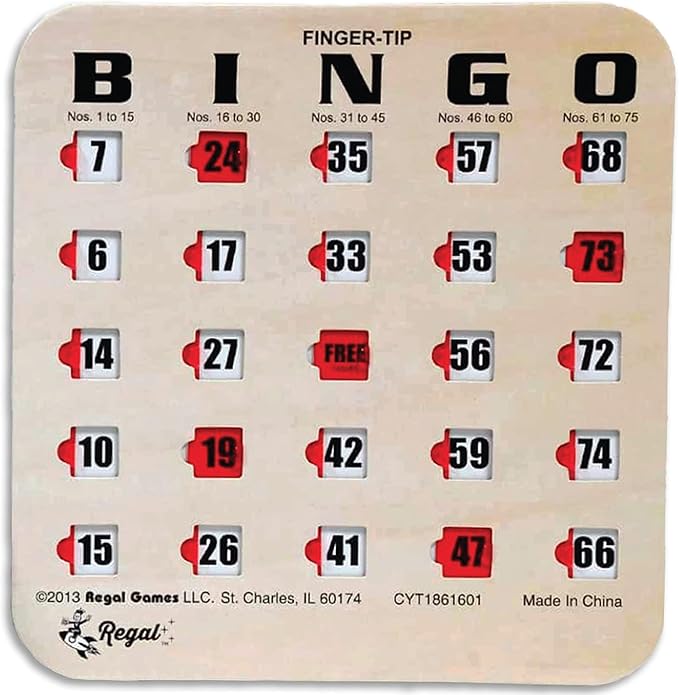 Regal Bingo Bulk Bingo Cards with Sliding Windows - Reusable Large Print Bingo Game Cards for Adults Large Group - 10 Pack, Woodgrain
