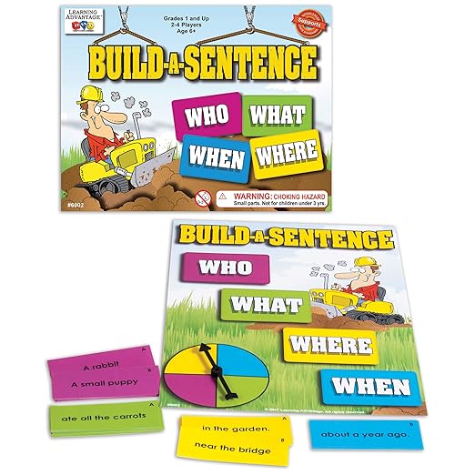LEARNING ADVANTAGE Build-A-Sentence - Learning Games for Kids - Sentence Building and Literacy Game - Homeschool Supplies