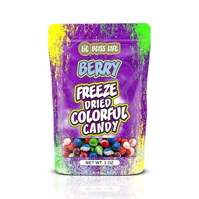 Bliss Life Freeze Dried Colorful Candy, Mixed Berry Sour Crunchy Sweet, For Parties, Classroom, Office, Goodie Bags, Snack for Kids Variety of Flavors (3oz)