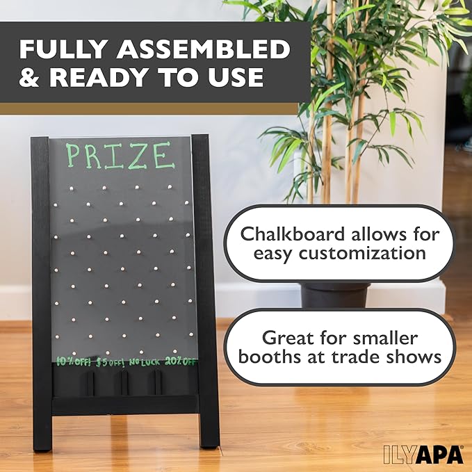 Ilyapa Board - Large Portable Prize Drop Game for Events and Trade Show - 14 x 24 Inch Wooden Sign Penny Drop Game - Chalk, Magnetic Eraser