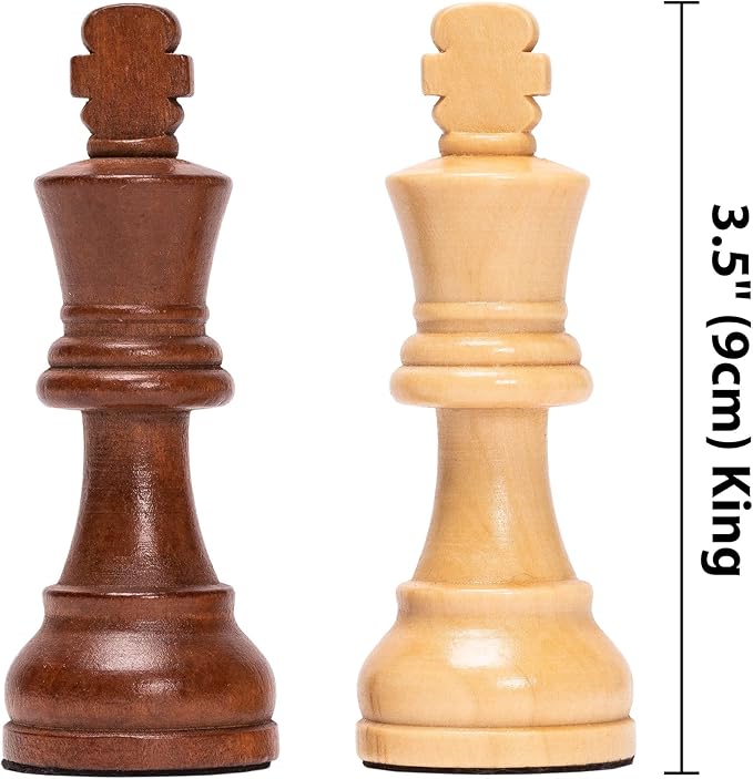 Husaria Staunton Tournament No. 5 Chessmen with 2 Extra Queens and Wooden Box, 3.5-inch Kings