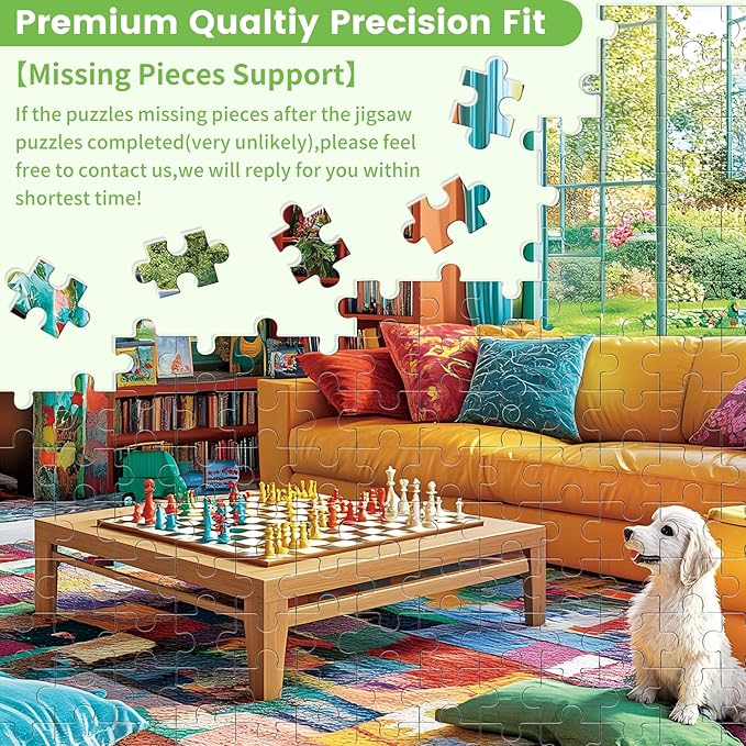500 Pieces Chess Puzzles for Adults, Indoor Puzzle for Adults Children, Dog Puzzle 500 Pieces, Gift for Birthday, Home Decor, Fun for Family Entertainment(20.5 * 15 in)