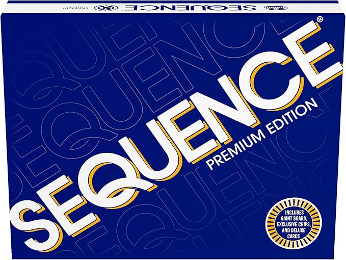 Sequence Premium Edition - Stunning Set with Giant Board (20.25 x 26.25 inches), Exclusive Chips and Deluxe Cards by Goliath, Blue, for Ages 7+