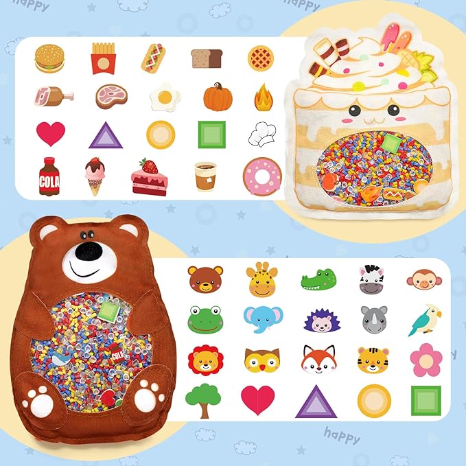 Joyreal Hide and Seek Busy Bag- 3 Pack Seek and Find Hidden Object Game, Sensory Hidden Object Search Problem Solving Travel Game for Kids 3+, Including Alphabet, Food, Fish, Animal (3)