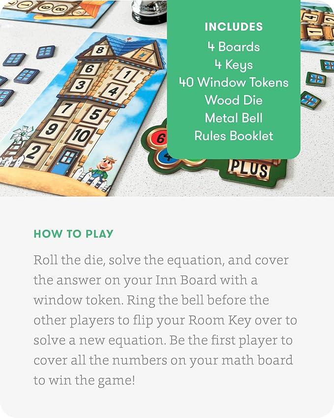 SimplyFun Math Room - Educational Game for Quick Thinking & Fun - Fast Solving Addition & Subtraction for Kids Ages 5 & Up - 2 to 4 Players