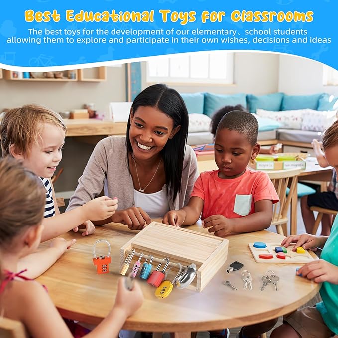Montessori Toys for 3 4 5 Year Old,Montessori Lock and Key Toy Set,Wooden Montessori Materials,Kids Tool Set,Preschool Learning Sensory - Fine Motor Skills - STEM Toys