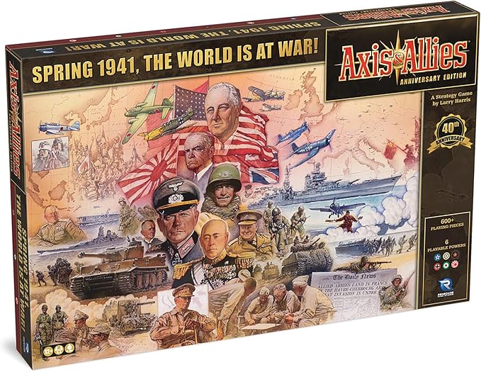 Axis & Allies: Anniversary Edition - 2-6 Players - Ages 12+ - 40th Anniversary Deluxe Edition Over 600 Plastic Miniatures, Huge 24" by 46" Game Board and New Cruiser Units