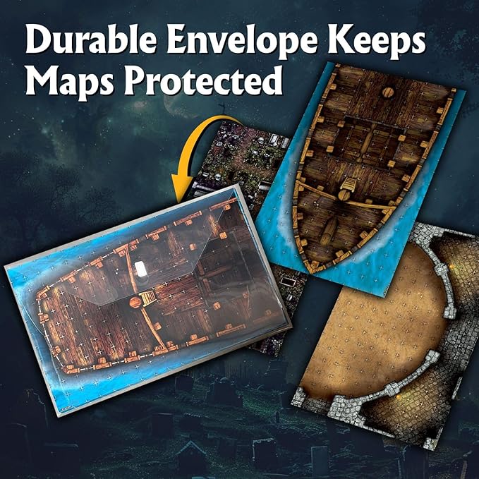 Arcknight The Extras Pack Roleplaying Battlemaps; 16 Modular RPG Maps in 8 Double-Sided Pages, 1" Square Grid, Modular & Versatile Design for Tabletop Gaming - for Dungeons & Dragons & Pathfinder