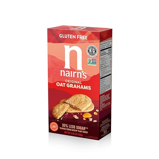 Nairn's Gluten-Free Original Oat Grahams - Healthy, Tasty and Safe for Celiacs. Perfect On-the Go Snack. High Fiber, No Artificial Colors, Flavors, or Preservatives, 5.64oz