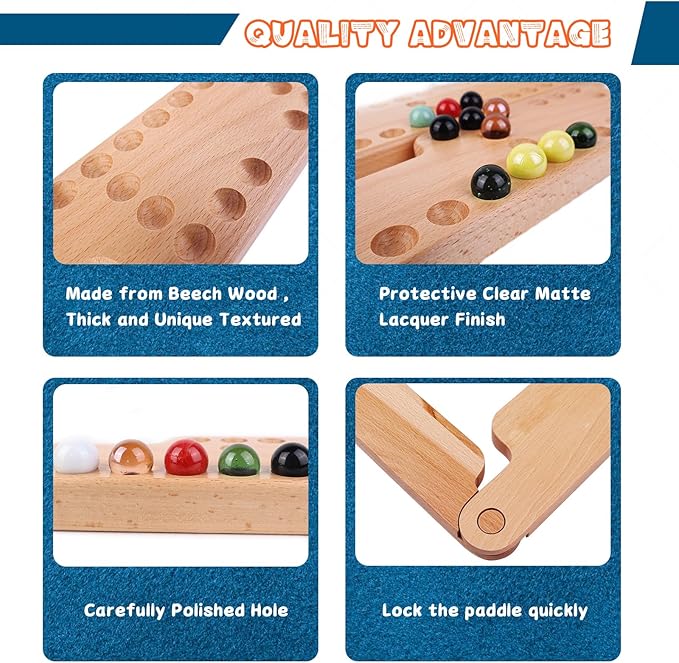 Jokers and Marbles Board Game,Real Beech Wooden Marble Game for 2-8 Player,Best Family Board Game for Game Nights,Holidays and Casual Social Gatherings