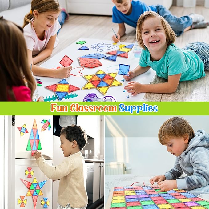 Magnetic Tiles Kids Toys STEM Magnet Toy for Toddler Magnetic Blocks Building Preschool Learning Sensory Montessori Toys for 3+ Year Old Boys and Girls, Safe Creativity Toddler Kids Toy 40PCS