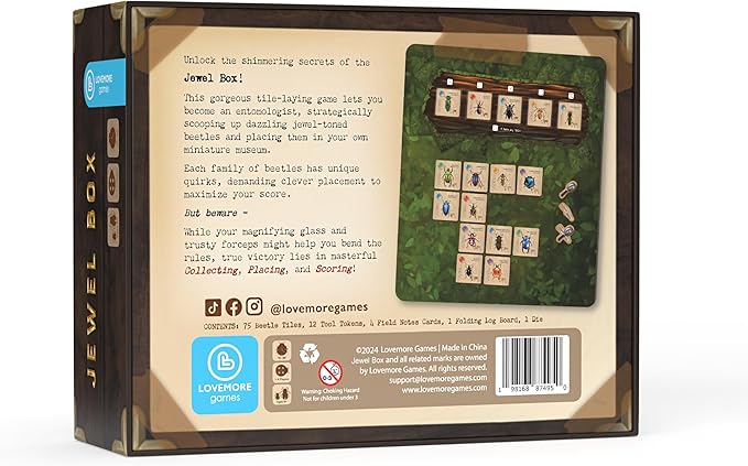 Jewel Box Family Board Game - Strategic Tile Placement Game for Kids and Adults with 75 Unique Beetles - Great Educational Game for Ages 8+, 1-4 Players, 15-30 Minutes
