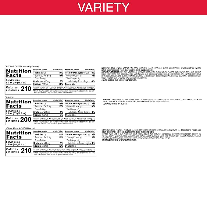 Pringles Potato Crisps Chips, Lunch Snacks, Variety Pack, 13.7oz Pack (10 Cans)