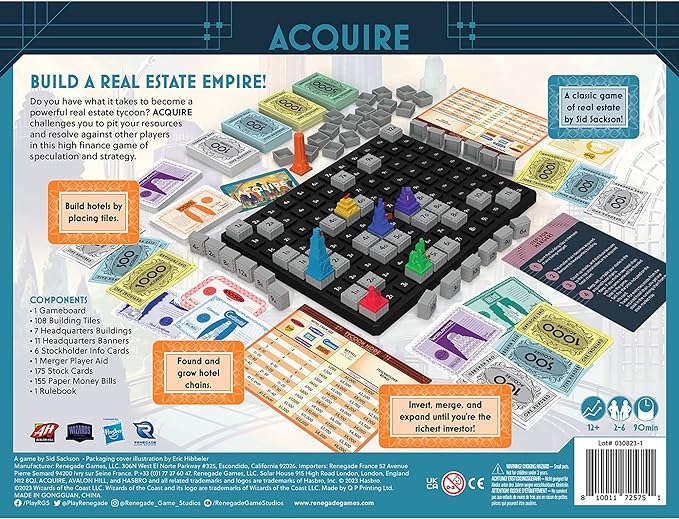 Renegade Game Studios | Acquire Strategy Board Game for 2-6 Players, Ages 12+ with 2 Play Modes