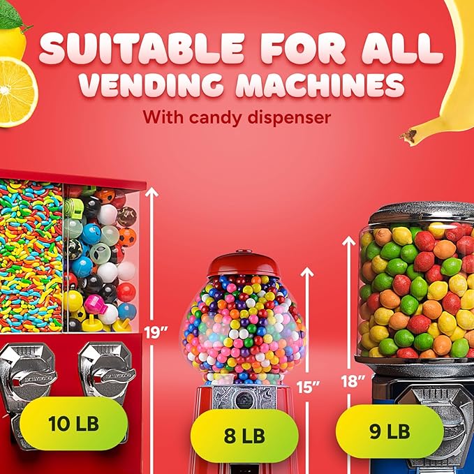 Mini Gumballs 0.5 inch 13mm - Gum Balls for Gumball Machine Refill Bulk 520 pcs - Chewing Gum for Kids - 2 LB Assorted Flavors Bubble Gum