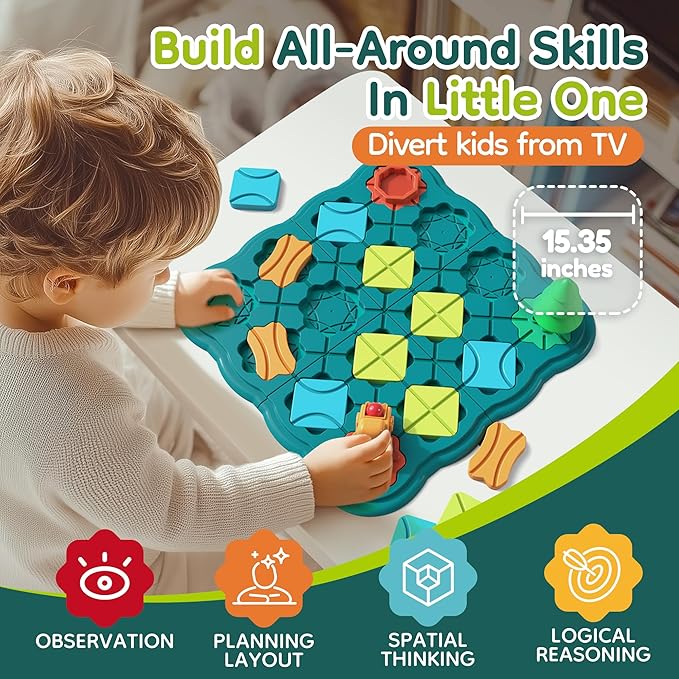 Kids Toys STEM Board Games - Logic Road Builder Brain Teasers Puzzles for 4 5 6 7 Year Old Boys Girls, Educational Montessori Birthday Gifts for Ages 4-8 Preschool Classroom Learning (41 PCS)