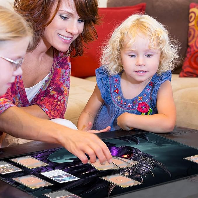 Card Playmat 24" x 14" Game Mats for TCG/MTG Cards, Trading Card Game Stitched Play Mat Original Duel Mat Gaming Competition Pad Board Games Card Binder Tabletop Mat, Dragon Mana