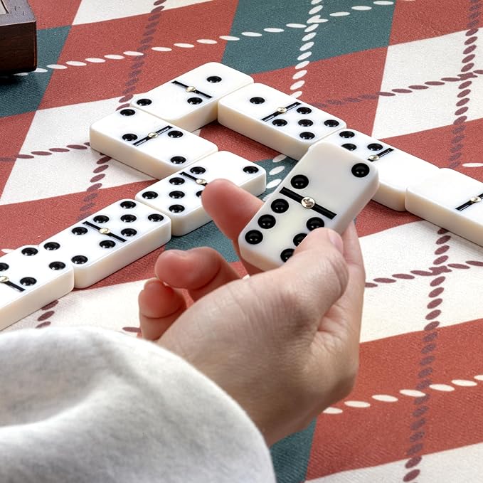Dominoes Set for Adults, Double Six Dominos Set for Classic Board Games, 28 Pieces Dominoes Includes a Natural Wooden Box, Family Game Night and Strategy Games