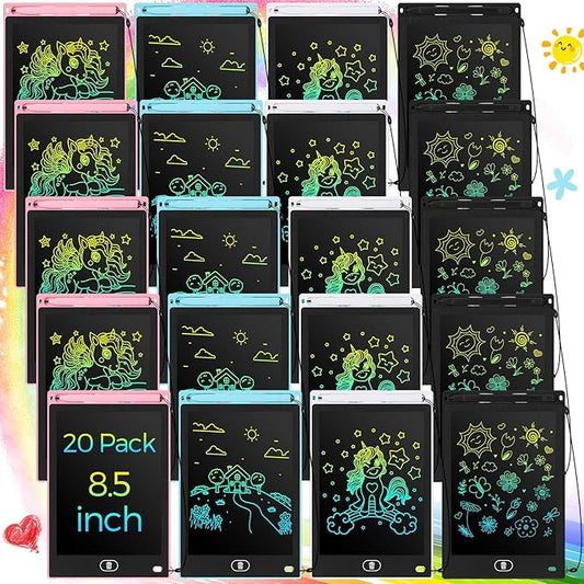 Zhehao 20 Pack LCD Writing Board for Kids, 8.5 Inches Doodle Reusable Screen Drawing Pad Erasable Painting Pads Educational Toy for 3-8 Years(Cute Color)