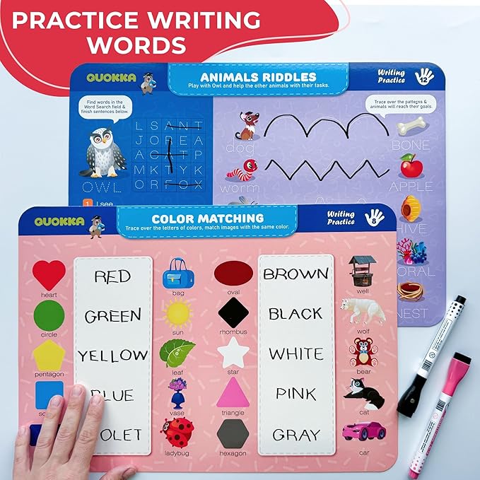 QUOKKA Busy Book Practice Handwriting for Kids - ABC - Learn to Write for Toddlers 3-5 | 30 Tasks | Pre K ABC Letter Tracing | Homeschool Preschool Learning Activities