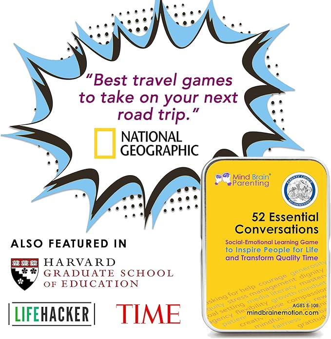 Mind Brain Emotion 52 Essential Conversations for Home, Therapy, Speech, School Classroom - Conversation Cards for Kids, Family, Teacher & Counselor to Build Growth Mindset & Communication Skills