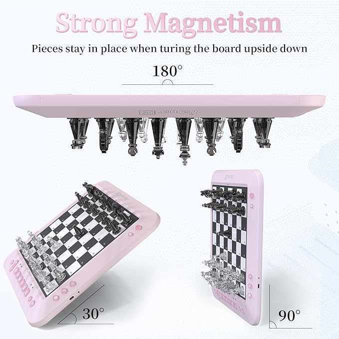Electronic Chess Set, Board Game, Computer Chess Game, Chess Set Board Game, Electronic Chess Set Game, Chess Sets Games Lovers, for Beginners Great Partner (Pink)