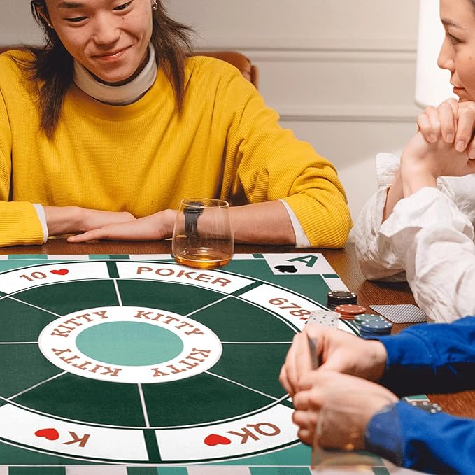 Michigan Rummy Play Mat,27.6" x 27.6", 2-9 Players, Tripoley Game Foldable Felt Mat,Classic Family Casino Games of Bets and Bluffs,The Perfect Blend of Rummy and Poker（Only Game Mats）