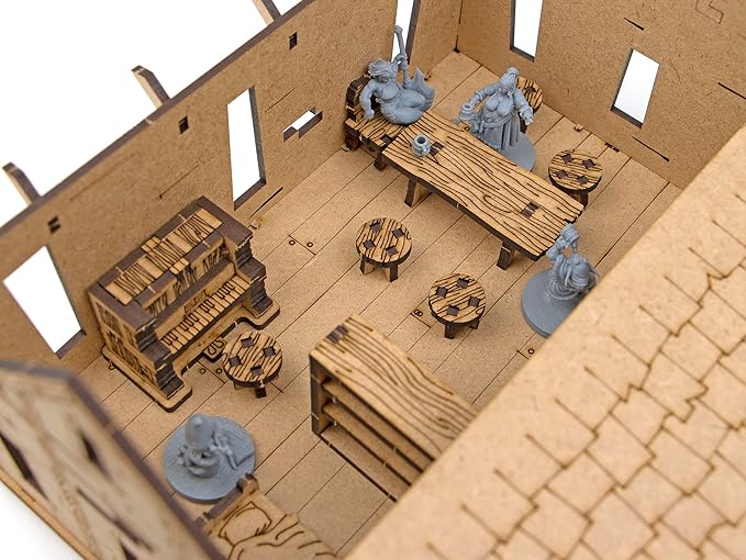 TowerRex Tavern Furniture D&D Terrain, Tabletop Battle Mat, DND Accessories, Scatter Furniture for Dungeons & Dragons, Pathfinder, Warhammer, Wargaming Terrain for 25mm 32mm 28mm Miniatures