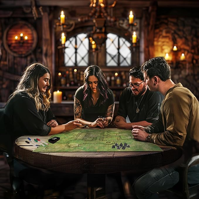 Melee Mats DND Map Starter Kit for Dungeons & Dragons Game - 22” x 26" Double Sided, Wet/Dry Erase Battle Terrain Grid - Ultimate Tabletop Board Gaming Experience with Accessories