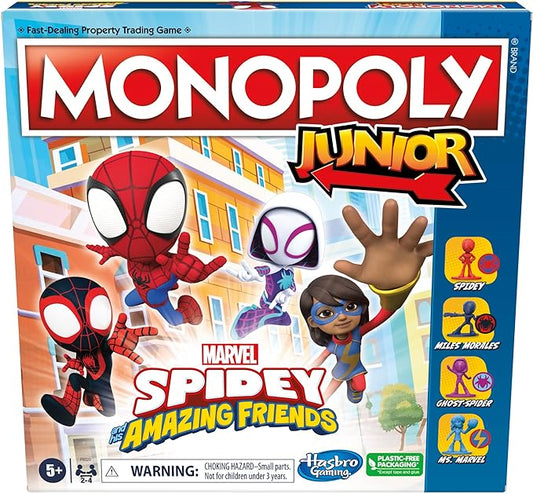 Monopoly Junior: Marvel Spidey and His Amazing Friends Edition Board Game for Kids Ages 5+, with Artwork from The Animated Series, Kids Board Games (Amazon Exclusive)