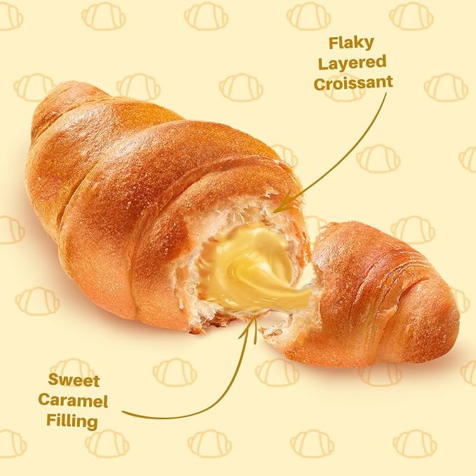 7Days Soft Croissant, Caramel - Dulce De Leche (24 Pack), Breakfast Pastry, Individually Wrapped On The Go Snack, Non-GMO (Pack of 24)