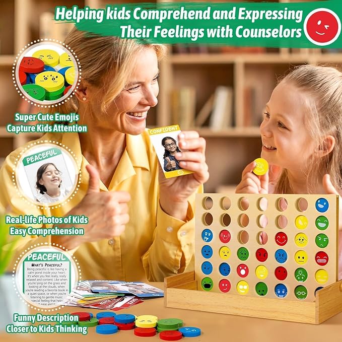 Garybank Social Emotional Learning Therapy Games for Kids, w/56 Emotion Cards, Connect 4 Coping Skills Activities, Emotional Regulation Therapist Games, School Counselor Office Must Haves