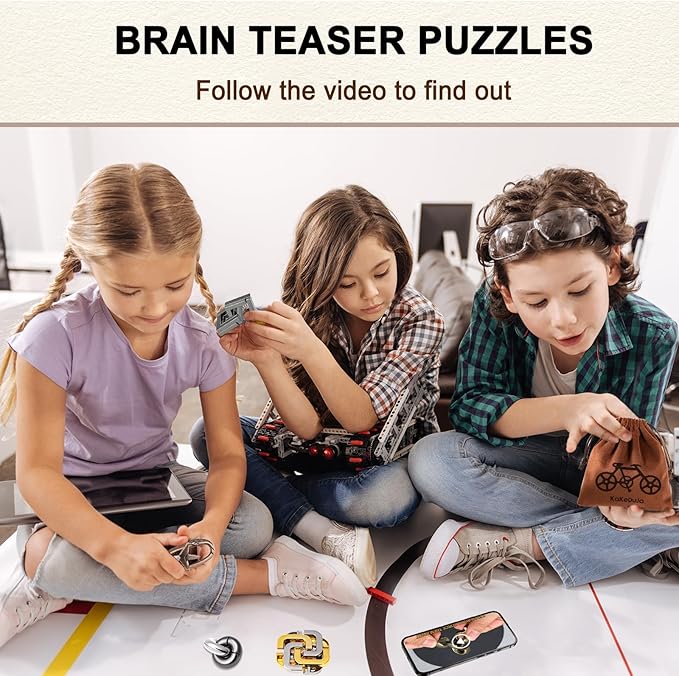 12 PCS Brain Teaser Puzzles Metal Puzzle Logic Metal Puzzle for Adult Lock Puzzles Gift for Adults Teenagers Kids