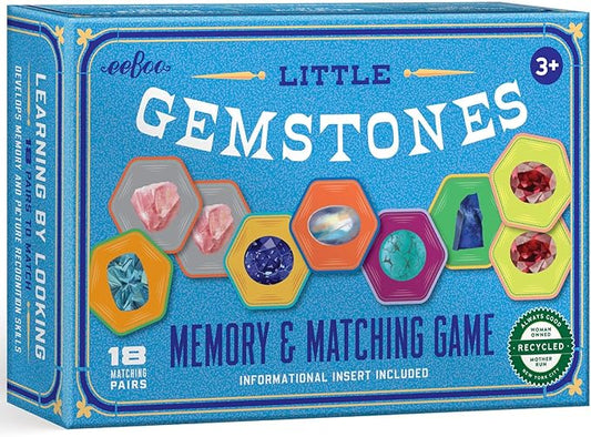 eeboo: Little Gemstones Memory & Matching Game - 18 Pairs to Memorize, Colorful Gems, Encourages Recognition, Concentration Skills, Kids Ages 5+