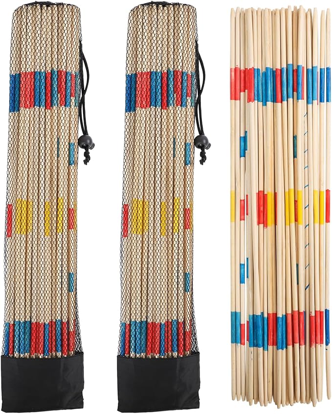 Large Pick Up Sticks, 19.60 Inch Wooden Pick Up Sticks Game for Kids, Classic and Funny Family Game (3 Pack Large Pick Up Sticks)