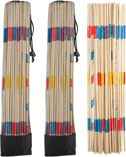 Large Pick Up Sticks, 19.60 Inch Wooden Pick Up Sticks Game for Kids, Classic and Funny Family Game (3 Pack Large Pick Up Sticks)