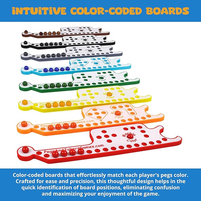 Marbles & Jokers Board Game - 2-8 Players, Fun, Compact, Portable & Durable, Easy to Learn, Color-Coded Boards, Convenient Storage, Perfect for Travel, Holiday Party & Family Game Nights