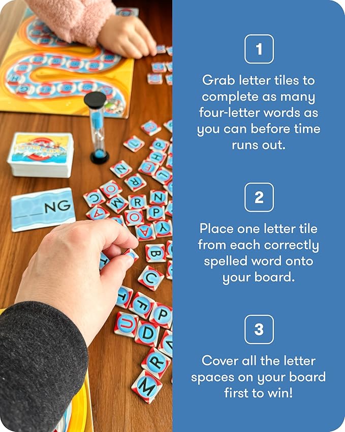 SimplyFun Letter Slide - Enhance Vocabulary and Language Skills with This Educational Game, Focused on Spelling, Consonants & Vowels, Fun for 2-4 Players, Ages 7 & Up