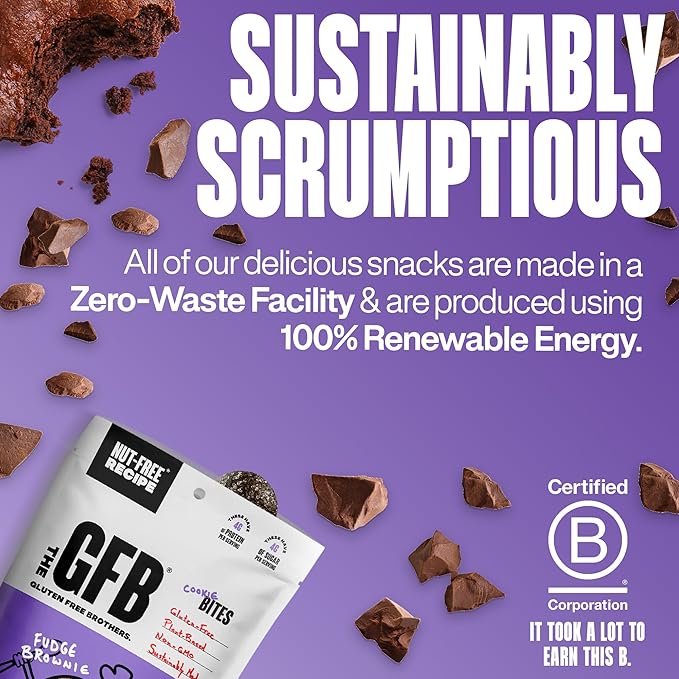 The GFB Fudge Brownie Cookie Protein Bites - Allergen Friendly & Nut Free - Gluten Free, Plant Based, Non GMO, Sustainably Made – Ridiculously Tasty, Healthy, Protein Energy Balls, 4 oz (6 Count)