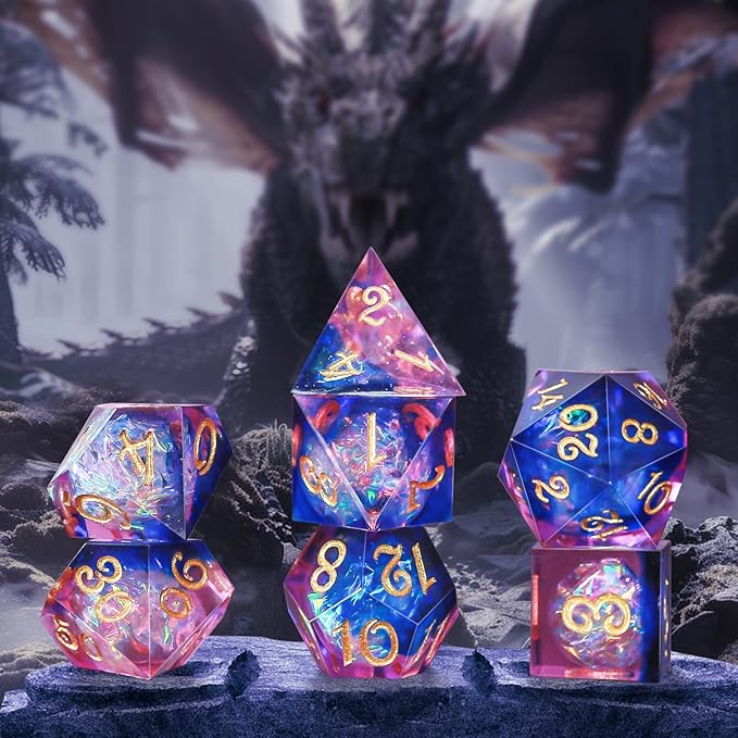 OriCraft Pink Magic Dice DND Set Dungeons and Dragons Polyhedral Role Playing Gaming Dices Crystal D20 Magical World Energy Stone Halloween Dices Sharp Corners